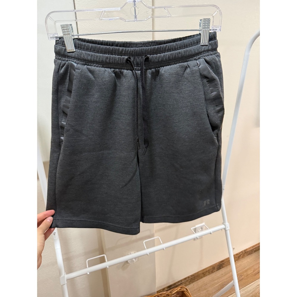 Athleisure Athletic Mens Charcoal Grey Sweat Shorts Elastic Waist Small 28-30